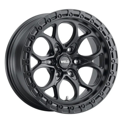 Weld 17x9 Ledge 6 6x139.7 ET00 BS 5.00 Satin BLK / Satin BLK Ring 106.1