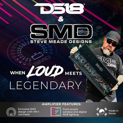 DS18 Steave Meade Colab 4-Ch Amp Class A/B 2x 1000/4ohm Bridge 4x500/2ohm 4x300/4ohm Watts LED