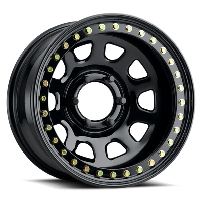 Raceline RT51 Daytona Rock 15x8in/5x139.7 BP/-19mm Offset/107.95mm Bore - Gloss Black Beadlock Wheel