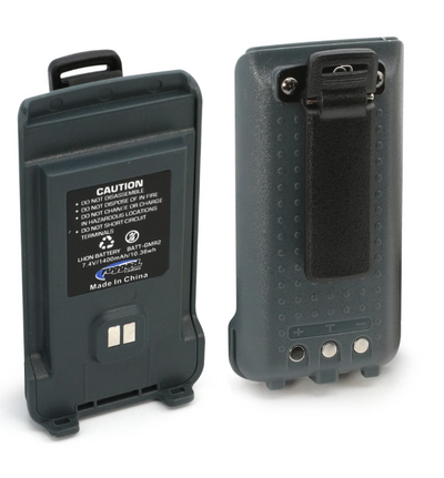 Rugged Radios GMR2 Replacement Lithium Battery w/12v Charge Port and Belt Clip Grey