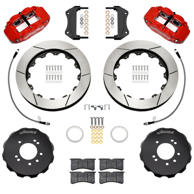 Wilwood 95-98 Nissan Skyline Superlite 6R Front BBK w/ 12.88in Slotted Rotors & Flexlines - Red