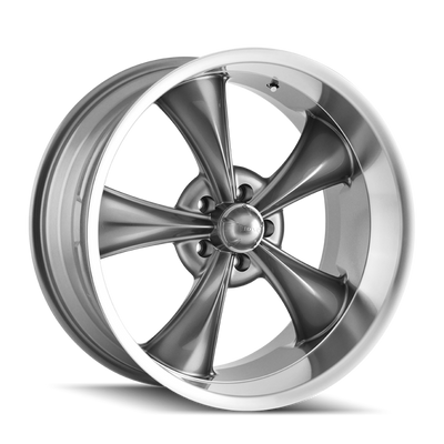 Ridler 695 22x10.5 / 5x127 BP / 0mm Offset / 83.82mm Hub Gloss Grey Machined Wheel