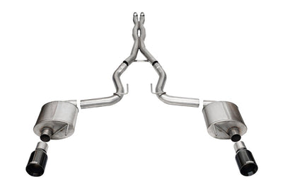 Corsa 24+ Frd Mustang GT- Sport Cat-Back Ex.Sys 3.0in Dual Rear Exit w/4.5in Blk PVD StraightCut Tip