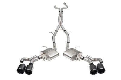 Corsa 2022-25 Caddy CT5 V Blackwing 3in. Cat-Back w/ Act. Exh. - Dbl X-Pipe - Twin 4.5in. BlkCF Tips
