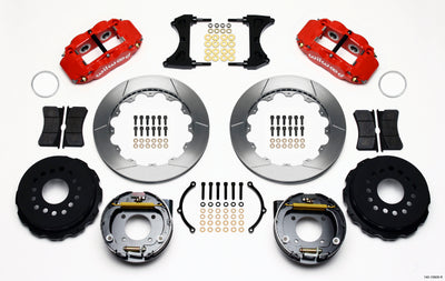 Wilwood Narrow Superlite 4R Rear P-Brk Kit 12.88in Red Chevy 12 Bolt w/ C-Clips Staggered mt