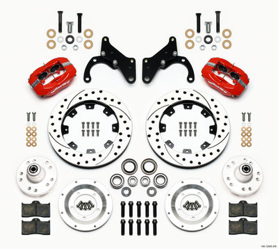Wilwood Forged Dynalite Front Kit 12.19in Drilled Red 69-70 Impala Drum/Disc 69-82 Vette