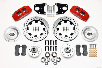 Wilwood Dynapro 6 Front Hub Kit 12.19in Drilled Red 62-72 CDP B & E Body-Drum