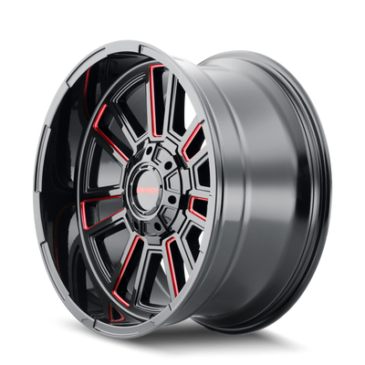 Mayhem 8115 Apollo 20x9 / 8x165.1 BP / 18mm Offset / 125.2mm Hub Black w/ Prism Red Wheel