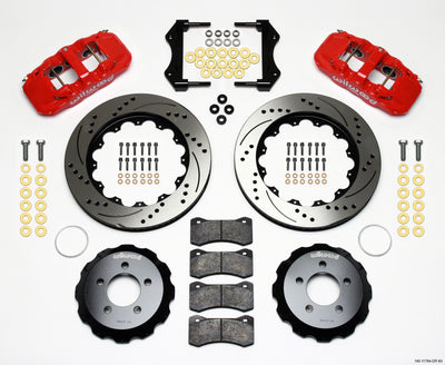 Wilwood AERO6 Front Hat Kit 14.25 Drilled Red 2006-10 Magnum/Challenger/Charger/300C