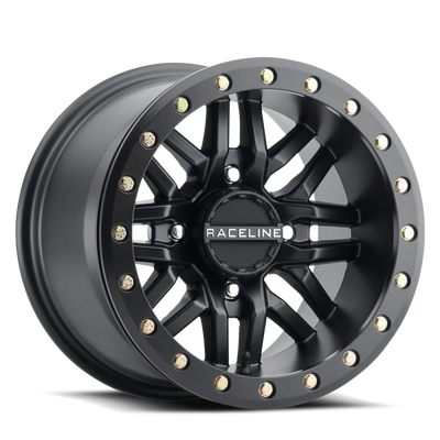 Raceline A91B Ryno 15x10in / 4x156 BP / 0mm Offset / 132.5mm Bore - Satin Black Beadlock Wheel