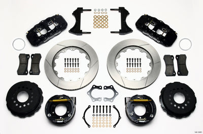 Wilwood AERO4 Rear P-Brake Kit 14.00in Mopar/Dana 2.36in Off w/Snap Ring Bearing