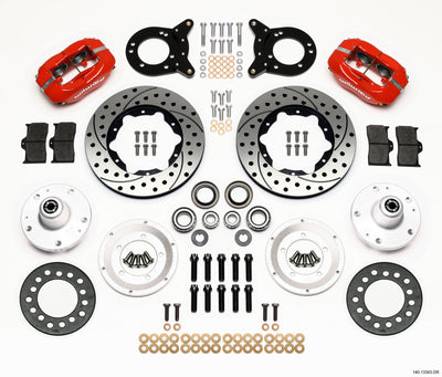Wilwood Dynapro Dust-Boot Front Kit 11.00in Drilled Red 1965-1969 Mustang Disc & Drum Spindle