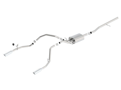 Borla 14 Silv/Sierra 1500 C/B S-Type Exhaust/2.75in Into Dual 2.25in Out 4in Tip Split Rear Exit