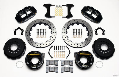 Wilwood Narrow Superlite 4R Rear P-Brk Kit 12.88in Drilled Mopar/Dana 2.36in Off w/Snap Ring Bearing