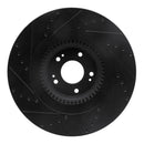 R1 12-17 Genesis G80 Front Right Drilled & Slotted Black Brake Rotor