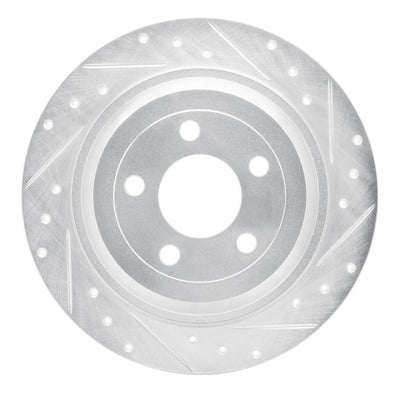 R1 15-23 Ford Mustang Rear Right Drilled & Slotted Silver Brake Rotor