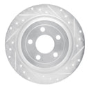 R1 15-23 Ford Mustang Rear Right Drilled & Slotted Silver Brake Rotor