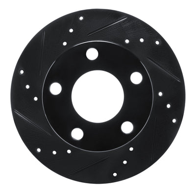 R1 80-91 Audi 5000S Rear Left Drilled & Slotted Black Brake Rotor