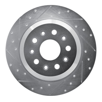 R1 18-25 Jeep Wrangler Rear Left Drilled & Slotted Silver Brake Rotor