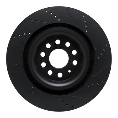 R1 12-21 Tesla X Rear Drilled & Slotted Black Brake Rotor Set