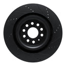 R1 12-21 Tesla Model X Rear Left Drilled & Slotted Black Brake Rotor