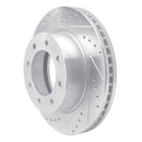 R1 12-21 Nissan NV1500 Front Left Drilled & Slotted Silver Brake Rotor