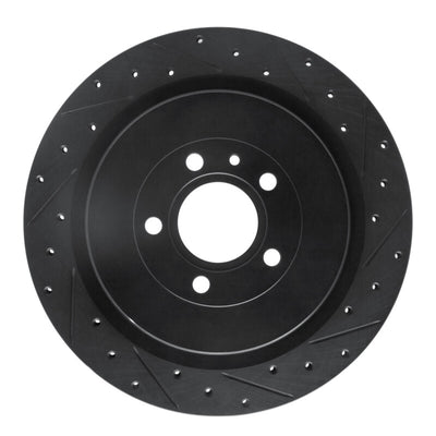 R1 13-14 Ford Mustang Rear Right Drilled & Slotted Black Brake Rotor