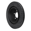 R1 06-23 Dodge Charger Rear Left Drilled & Slotted Black Brake Rotor