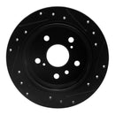 R1 02-08 Lexus ES300 Rear Left Drilled & Slotted Black Brake Rotor
