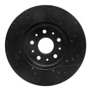 R1 14-20 Cadillac CTS Front Left Drilled & Slotted Black Brake Rotor