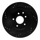 R1 02-25 Infiniti G35 Rear Right Drilled & Slotted Black Brake Rotor