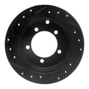 R1 97-04 Mitsubishi DIAMANTE Rear Right Drilled & Slotted Black Brake Rotor