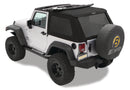 Bestop 07-18 Jeep Wrangler JK 2-Door A-Top Trektop (Prem Blk Twill Tinted Windows No Door Skins)