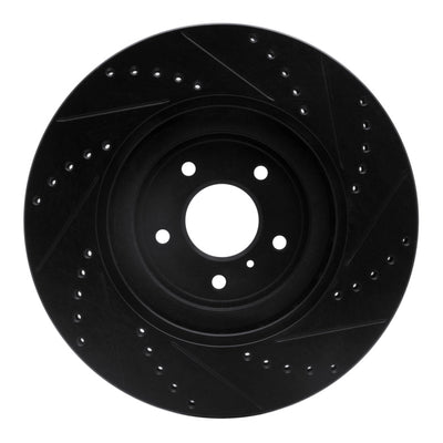 R1 08-24 Infiniti G37 Front Drilled & Slotted Black Brake Rotor Set