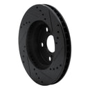 R1 94-00 Toyota Celica Front Left Drilled & Slotted Black Brake Rotor
