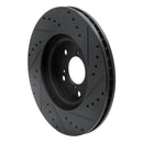 R1 06-14 Honda Ridgeline Front Left Drilled & Slotted Black Brake Rotor