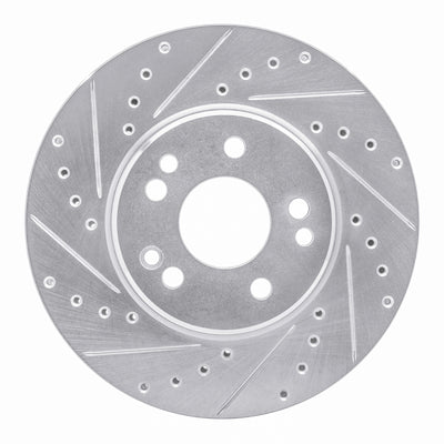 R1 90-98 Mercedes-Benz SL500 Front Left Drilled & Slotted Silver Brake Rotor