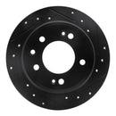 R1 09-16 Hyundai Tucson Rear Right Drilled & Slotted Black Brake Rotor