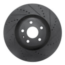 R1 08-11 Audi TTS Quattro Front Right Drilled & Slotted Black Brake Rotor