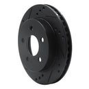 R1 90-92 Ford Taurus SHO Rear Left Drilled & Slotted Black Brake Rotor