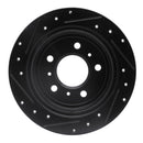 R1 06-10 Buick LaCrosse Rear Right Drilled & Slotted Black Brake Rotor