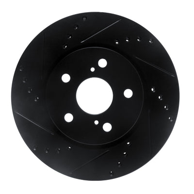 R1 18-22 Toyota C-HR Front Left Drilled & Slotted Black Brake Rotor