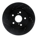 R1 18-22 Toyota C-HR Front Left Drilled & Slotted Black Brake Rotor