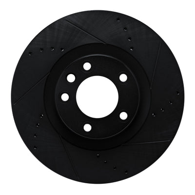 R1 2011-2018 Porsche Cayenne Left Front Drilled & Slotted Black Brake Rotor