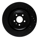 R1 15-18 Porsche Macan Rear Right Drilled & Slotted Black Brake Rotor