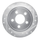 R1 03-07 Jeep Liberty Rear Right Drilled & Slotted Silver Brake Rotor