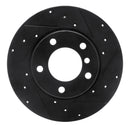 R1 95-98 BMW 318TI Front Right Drilled & Slotted Black Brake Rotor