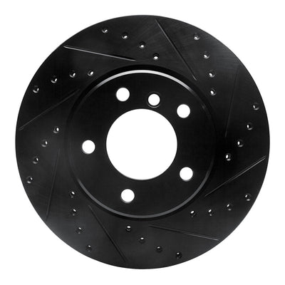 R1 04-10 BMW 525i (Mexico) Front Right Drilled & Slotted Black Brake Rotor