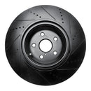 R1 10-17 Lexus LS460 Right Front Drilled & Slotted Black Brake Rotor