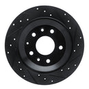 R1 13-25 Mazda CX-30 Rear Right Drilled & Slotted Black Brake Rotor